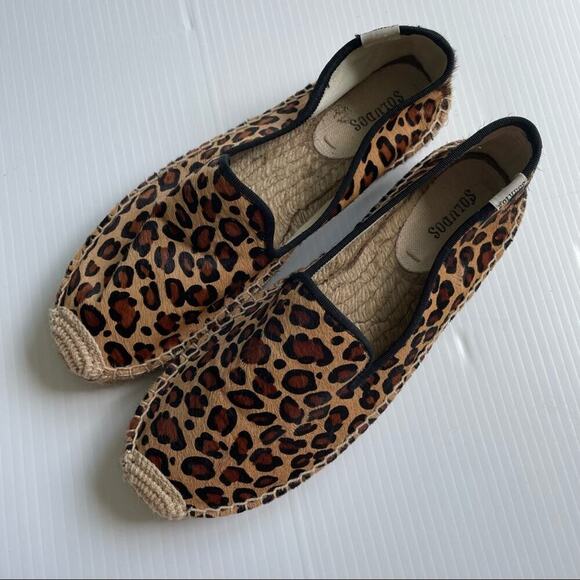 Soludos platform espadrilles calf hair animal print leopard smoking slipper sz 9 - Picture 4 of 10
